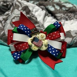 Handmade Snowman Hair Bow